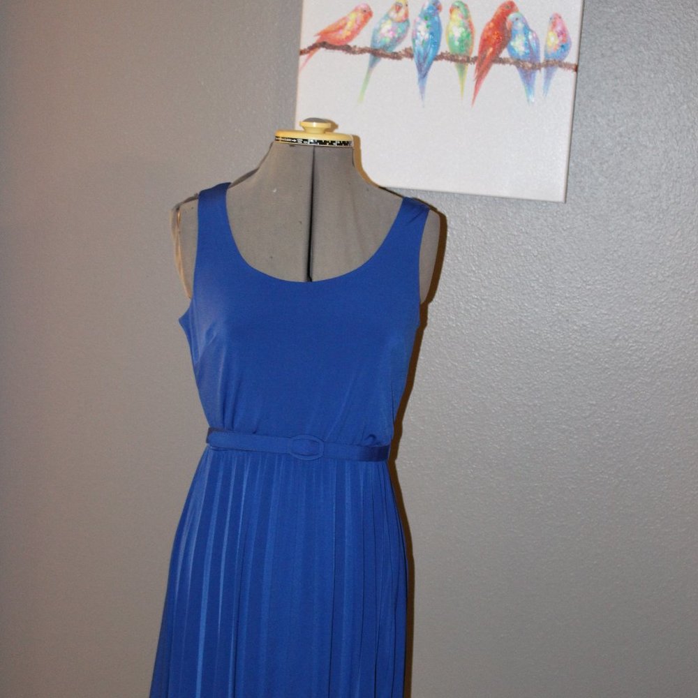 Blue fit and flare dress